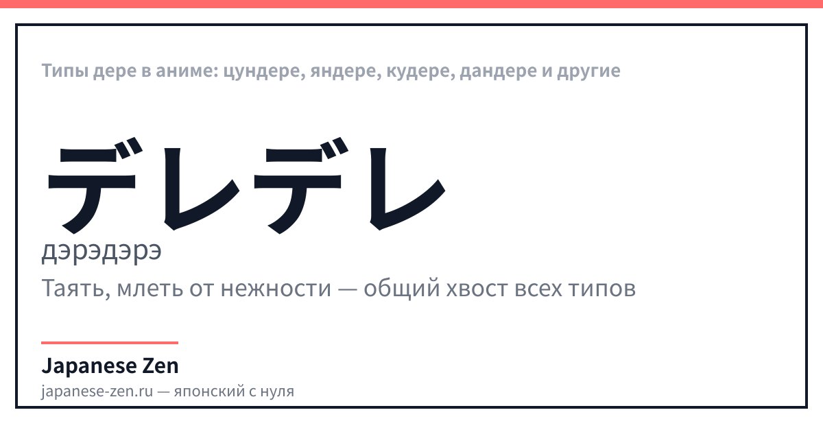 Типы дере в аниме: цундере, яндере, кудере, дандере и другие